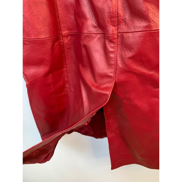 VTG 90s Terry Lewis Red Leather Coat Fur Collar Thermolite Lining XS 9029 NWD - Picture 13 of 16